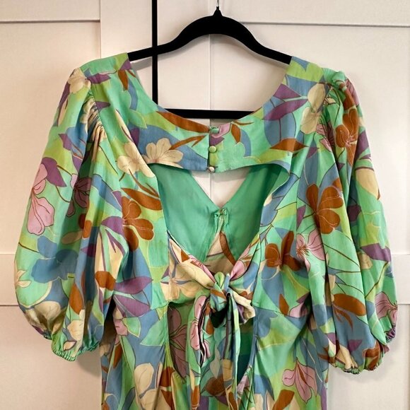 NEW Sanctuary tie back maxi dress in green/multi pattern- Size 14W (1X) - Picture 6 of 7
